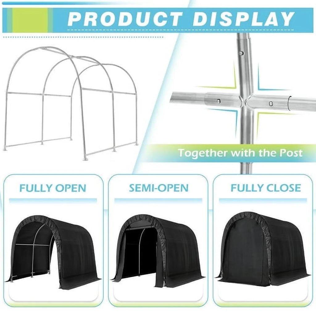 Duty Carport, for 7 Hommow 8 Heavy Shed, x Garden, FT exterior FT Black Garage Patio, Tool Tent, Storage Portable