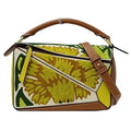 2way de Compact Women's LOEWE Shoulder (Good) Small Embroidery Mini Yellow Handbag William Collaboration Puzzle Brand Leather Brown Morgan Floral Bag Pre-Owned