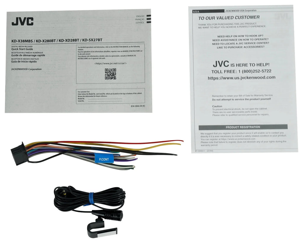 Car KD-X280BT with KD-X280BT Receiver In-Dash Media Single-DIN Digital Bluetooth, Unit, JVC