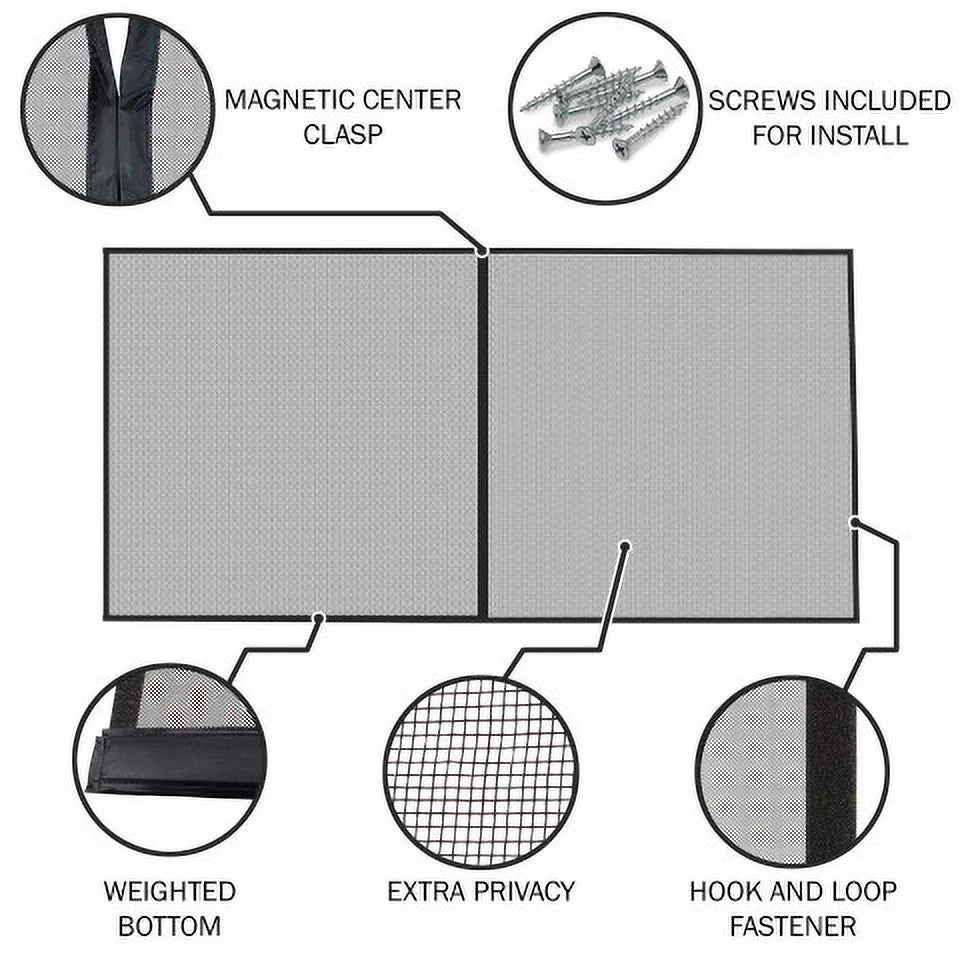Door Pure Screen Lbs Mosquito Pack) Cover to 7.45 Net - Garages, Garage Garden Black Mesh 2-Car (1