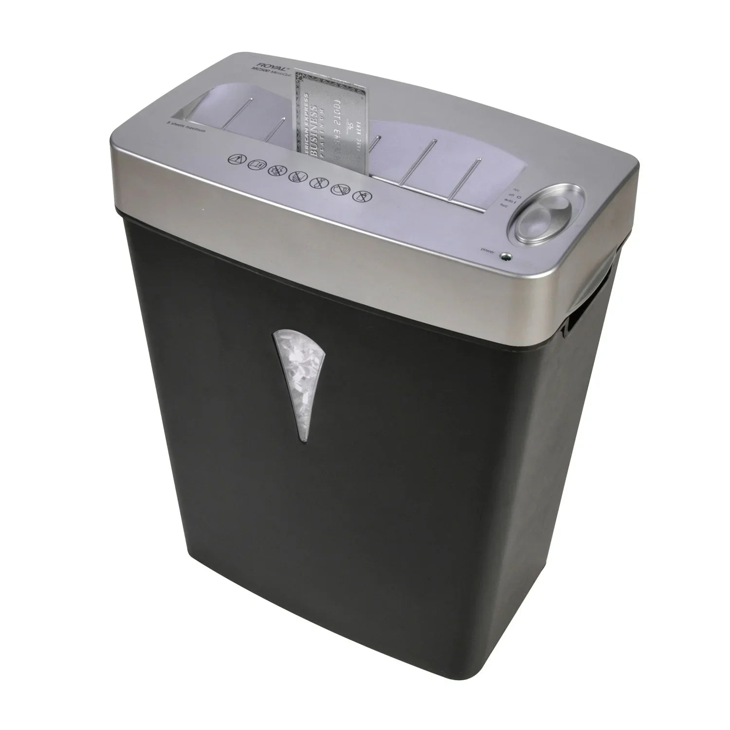 5 shredding Wastebin Cut 0.394" gal Card 0.157" - Silver dimension Micro Royal Shred - - Paper, x - Shredder Pass Black, Capacity Credit Paper for 4 - Per - MC500