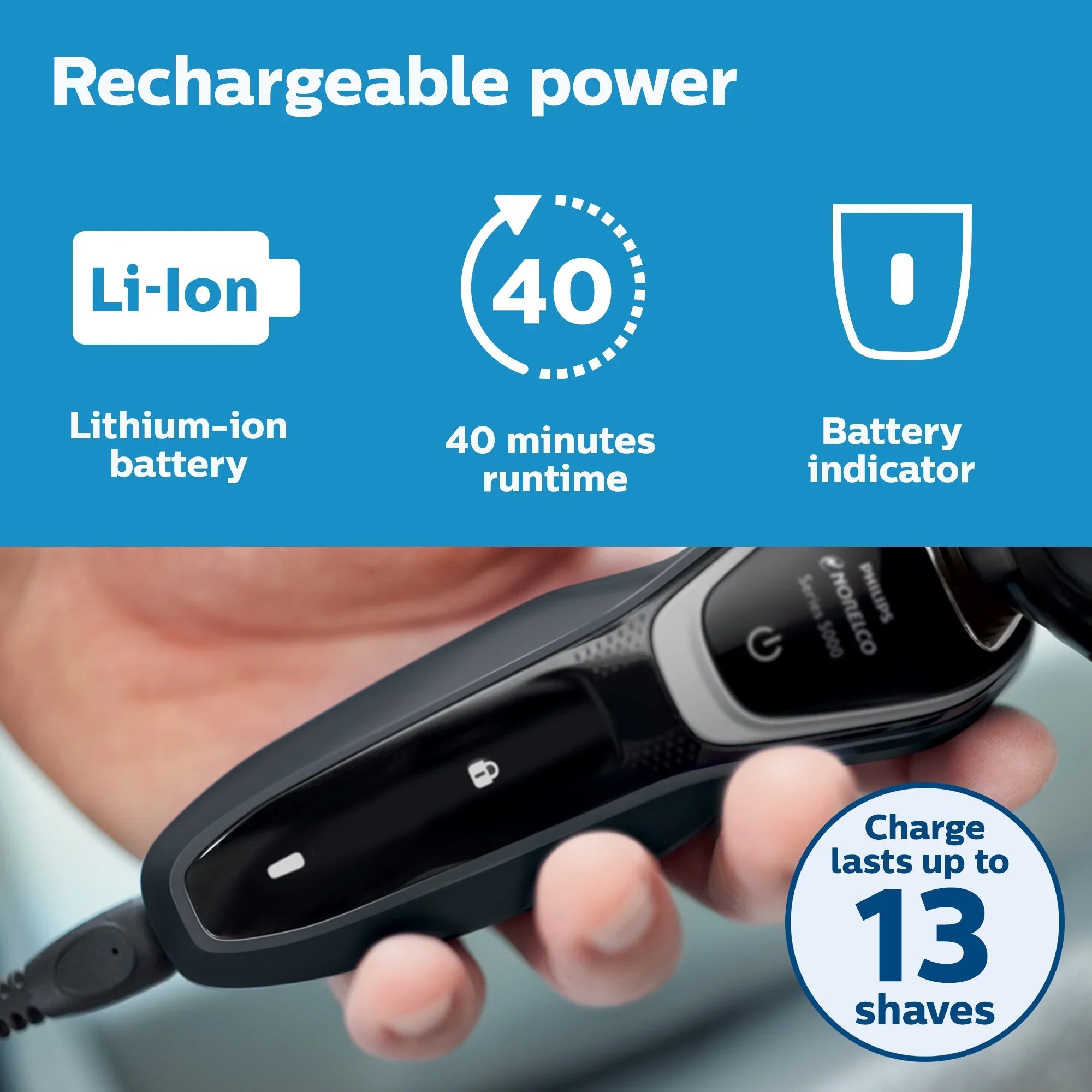 Electric 5100 Shaver Wet/Dry Philips S5210/81 Norelco Rechargeable