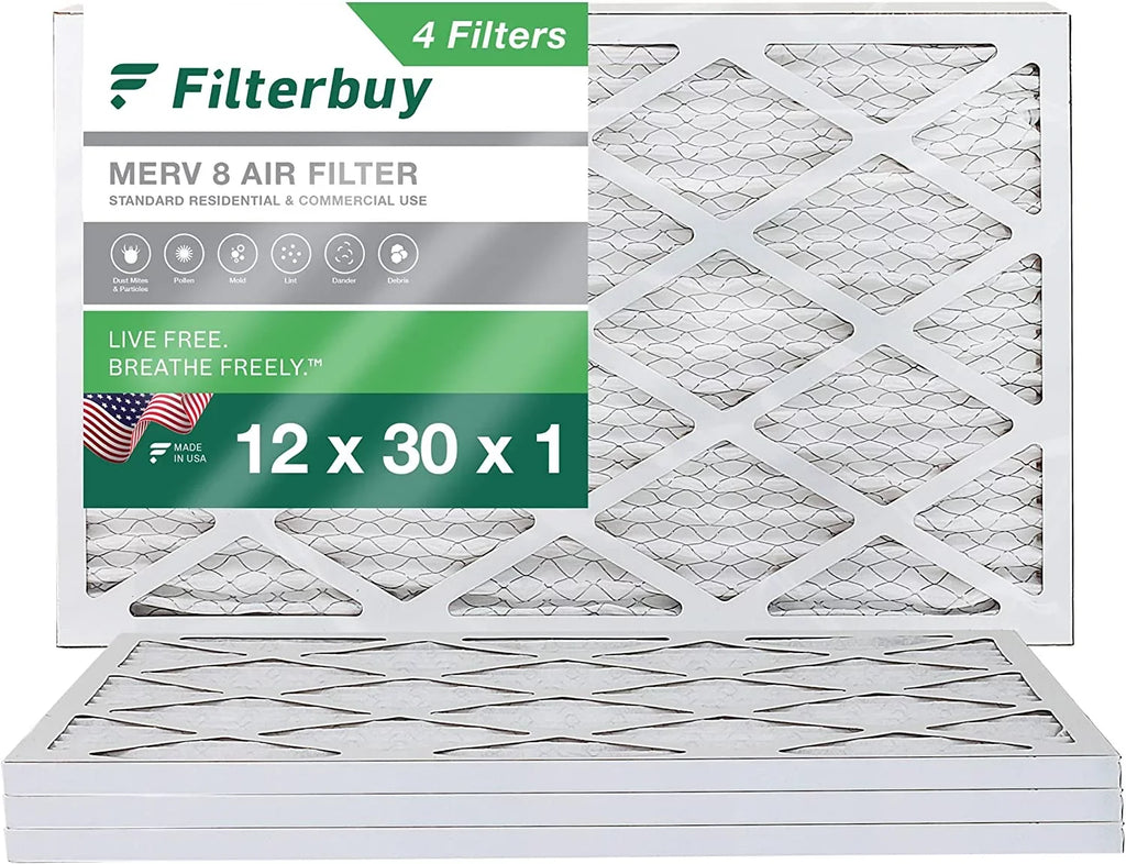 12x30x1 Air Filterbuy Pleated Furnace 8 MERV AC HVAC (4-Pack) Filters