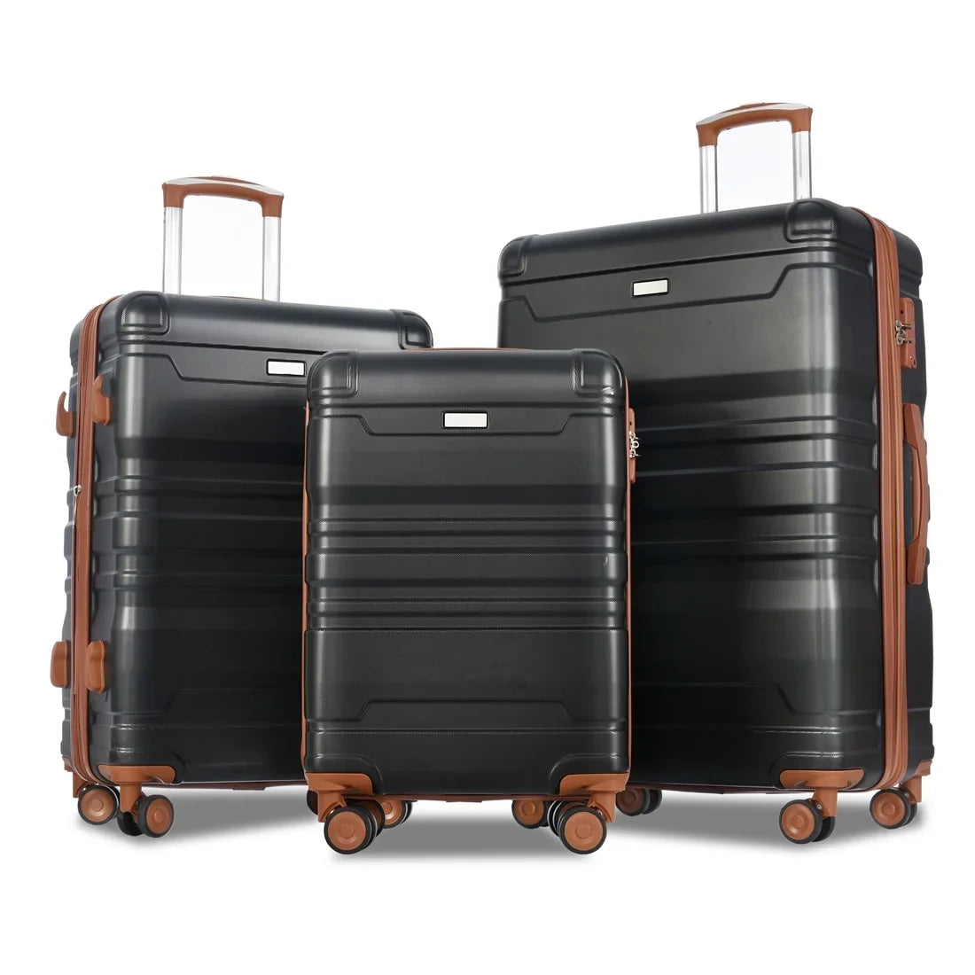 Yone Lightweight je with Wheels ABS 3 Spinner Luggage Lock, Suit Set, case Suitcase Hardside jx Inch,Black Pcs TSA 20/24/28