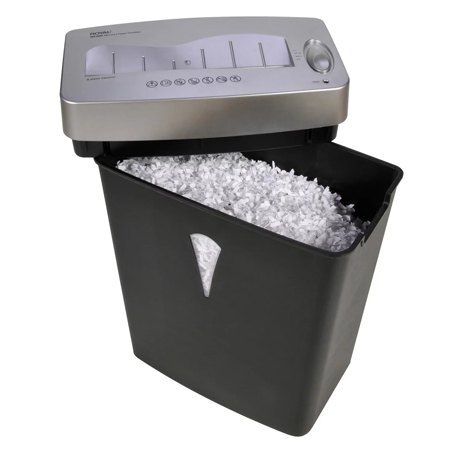 5 shredding Wastebin Cut 0.394" gal Card 0.157" - Silver dimension Micro Royal Shred - - Paper, x - Shredder Pass Black, Capacity Credit Paper for 4 - Per - MC500