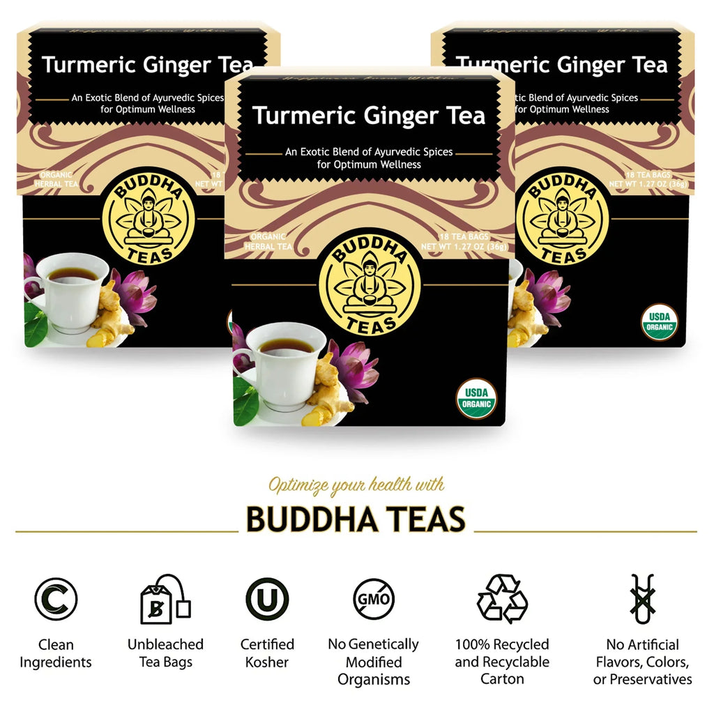 Detox Organic Antioxidant Boxes Herbal Tea 3 Teas Turmeric Bags Ginger Drink Buddha
