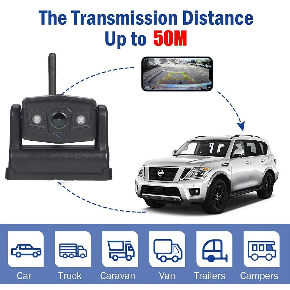 Enhanced Safety Backup Magnetic - Vehicle View Battery, Camera Wireless Paddsun 9600mAh WiFi Front/Rear for