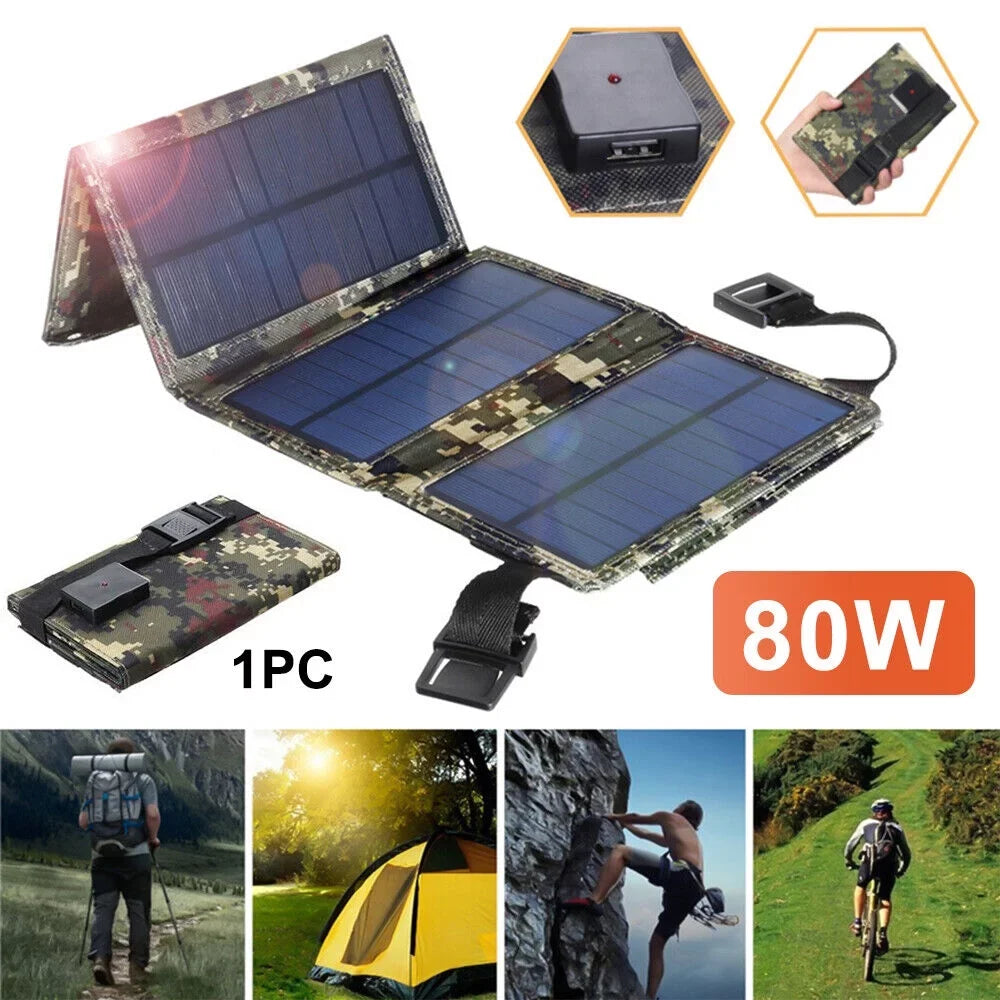 Hiking Battery Camping High Foldable 80W Panel Rechargeable Charger USB Solar exterior Phone Portable grade