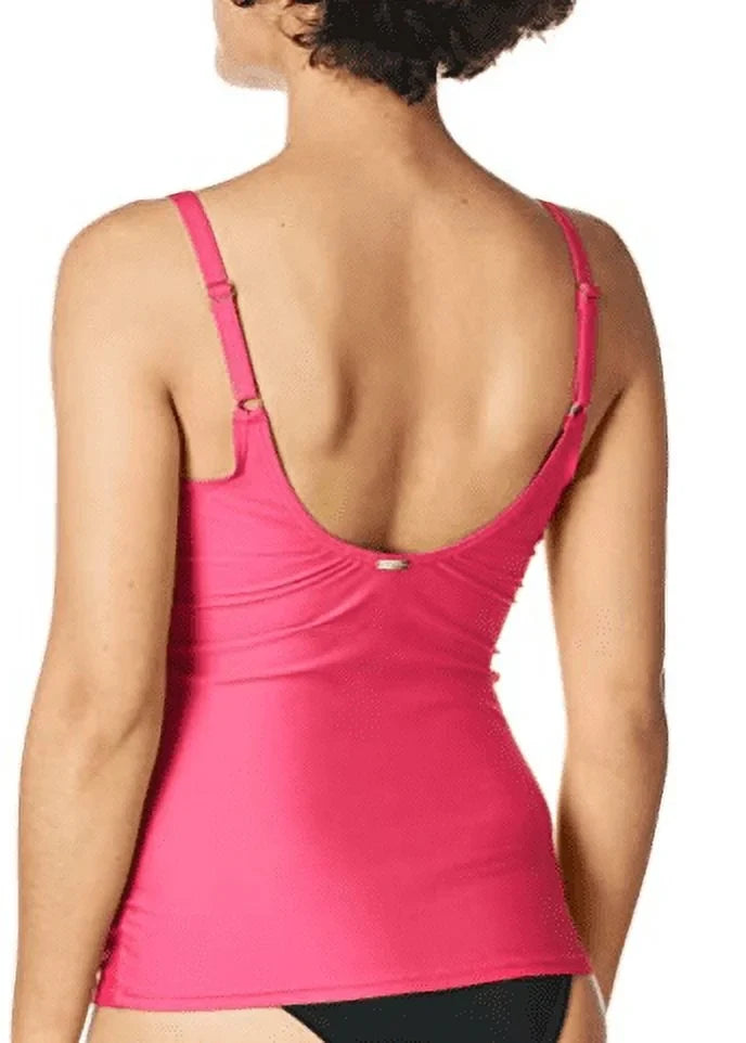 Calvin Tankini Ruched Swim Top Klein HIBISCUS Tummy-Control