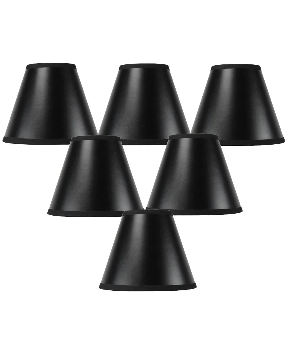 Set Black Parchment Clip Chandelier 6 of 3x6x5 Candle Lamp Gold-Lined Shade