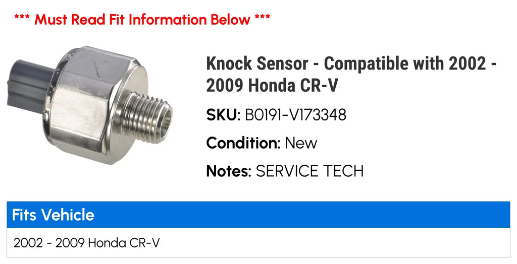 Compatible CR-V Sensor 2006 2002 Honda - 2005 - 2009 2008 2003 2004 with Knock 2007