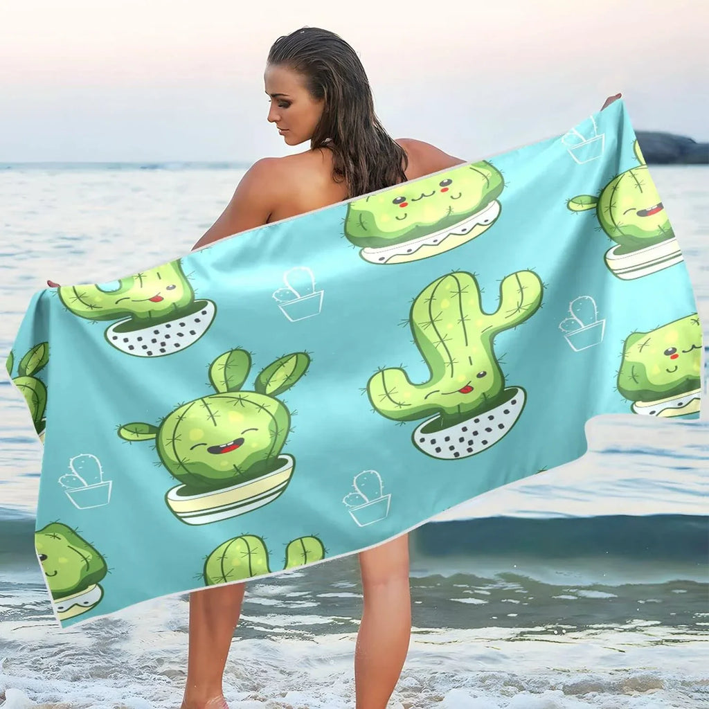 Cute Absorbent Towels Lightweight Towel - Super Beach Dry Cactus Swimming Bestwell Towel Compact Holiday（203） for Quick - Oversized Kawaii Camping Travel