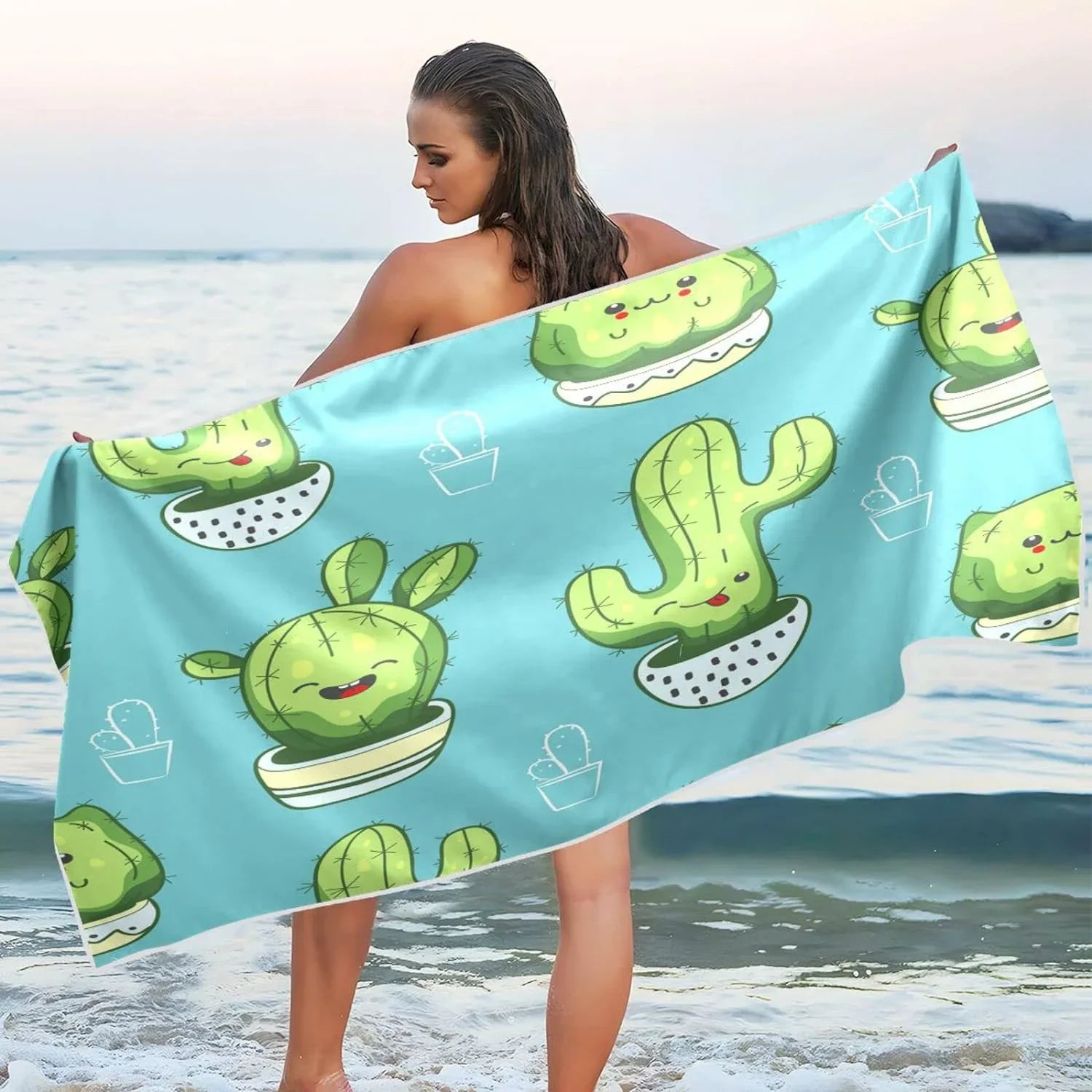 Cute Absorbent Towels Lightweight Towel - Super Beach Dry Cactus Swimming Bestwell Towel Compact Holiday（203） for Quick - Oversized Kawaii Camping Travel