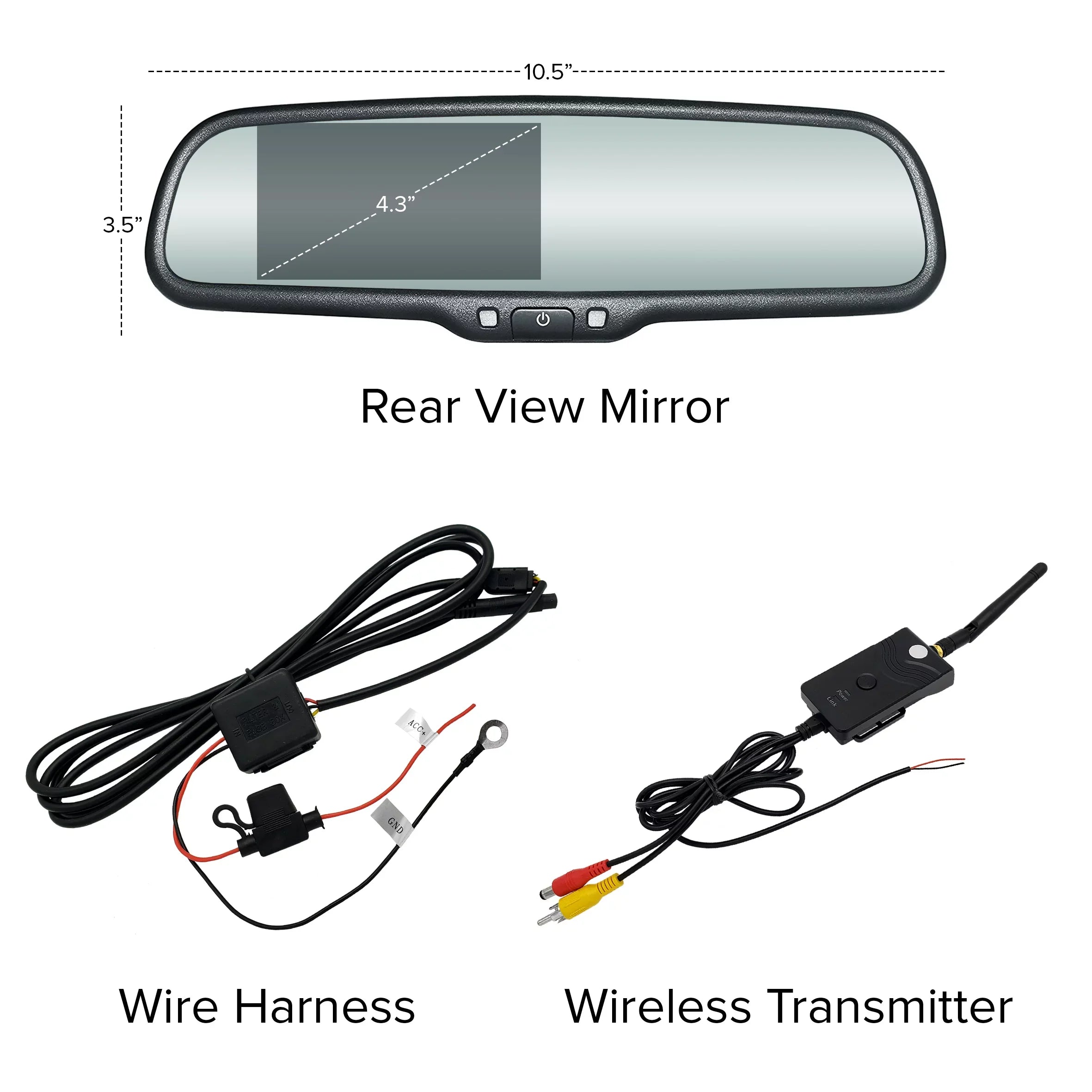 Fit Mirror Master for Transmitter Wireless | Universal LCD 4.3" Tailgaters with Rear & View Screen Mount OEM Cars