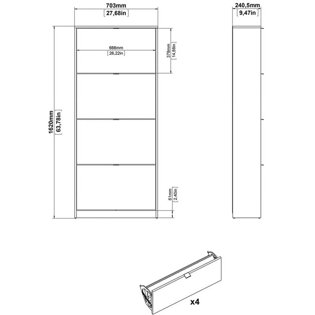 White Drawer in Contemporary Shoe Cabinet 4 Allora