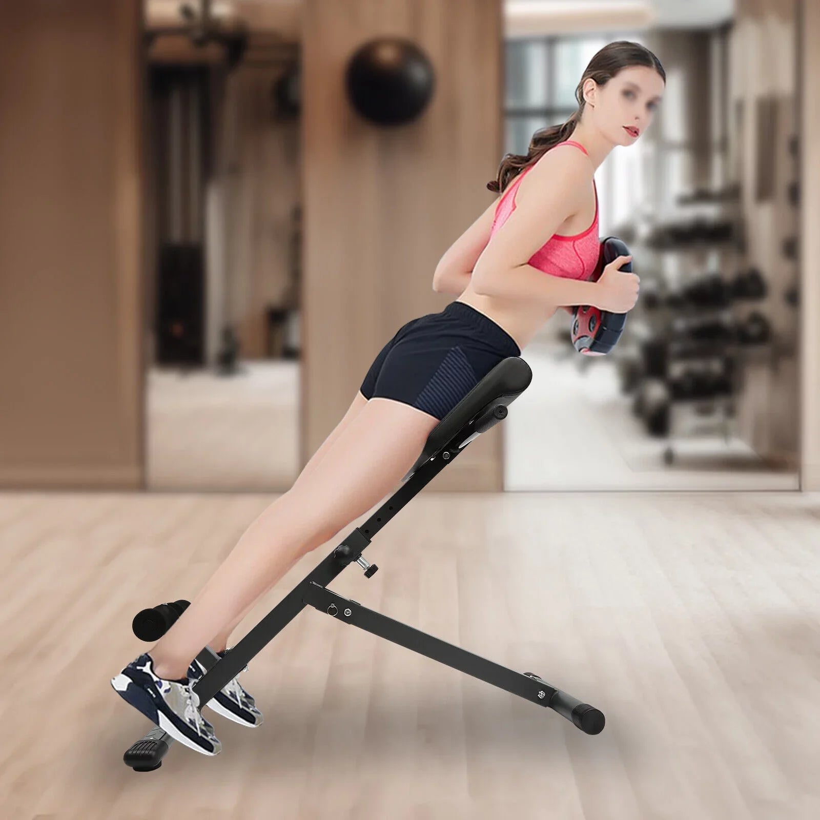Adjustable Gym 5-Level Extension Workouts Black Sit 330 lbs Chair Roman for Home up Machine Bench