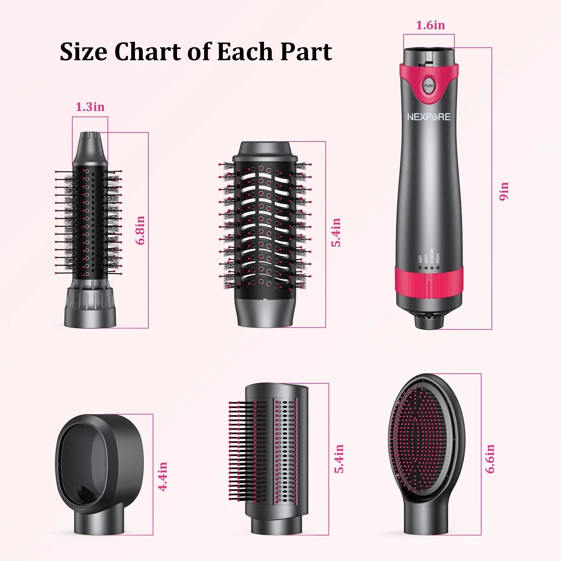 Suction Curler Styling Air Hair NEXPURE Multi-Head Multifunctional in Hot Dryer Ion Women Salon 5-in-1 Comb,Negative Tool, 5 Detachable for Hair Automatic 1