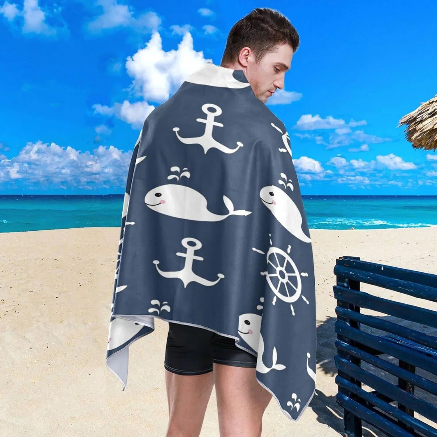 Super Quick Travel Beach - Anchor - Lightweight Swimming Towel Holiday Camping （429） Oversized Dry Bestwell Retro for Whale Absorbent Towels Compact Towel Cartoon