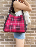 Spade Shoulder Triple Kate Plaid Bright Classic Leila Rose Compartment Multi Bag