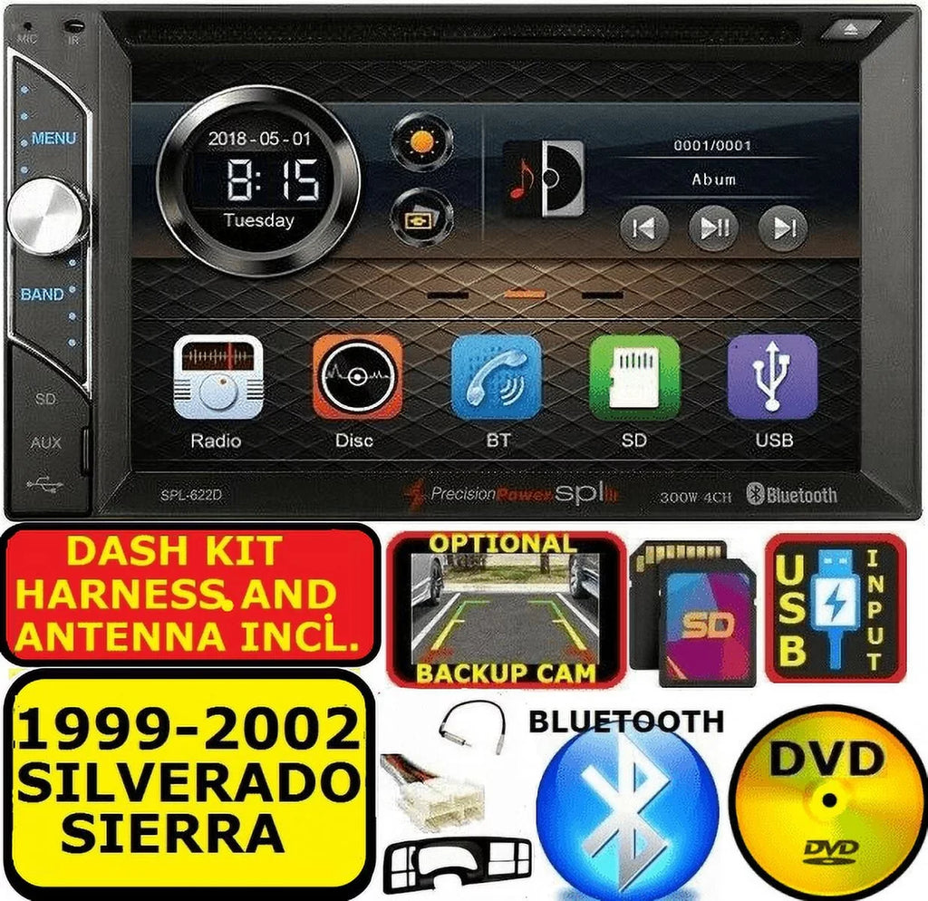 STEREO SIERRA TOUCHSCREEN USB CD/DVD 1999-2002 SILVERADO AUX CAR RADIO BLUETOOTH