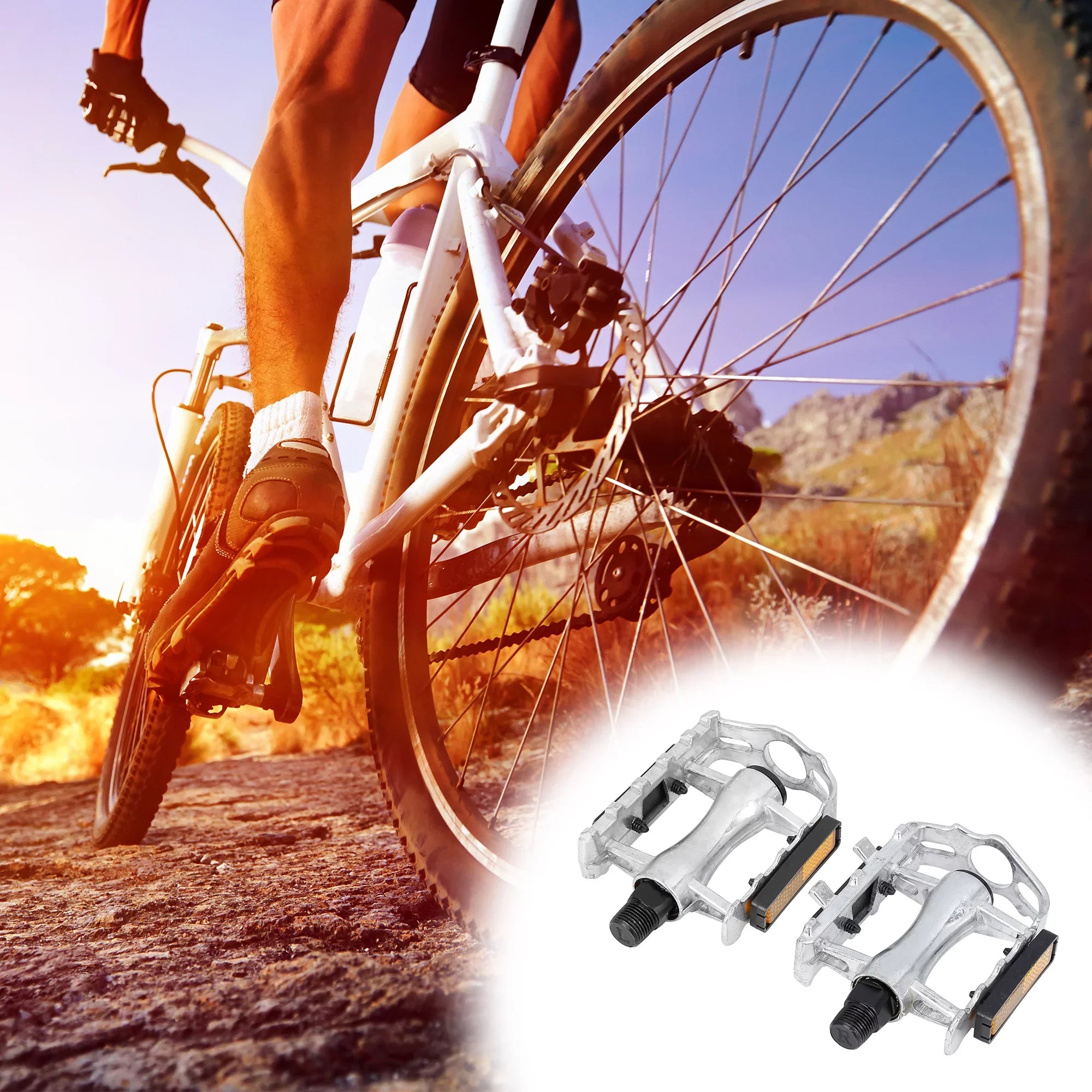 Cycling Mountains 2Pcs Bicycle Black Silver Appropriate Unique Pedals Bargains bike Off-Road Alumnium Tone Alloy for