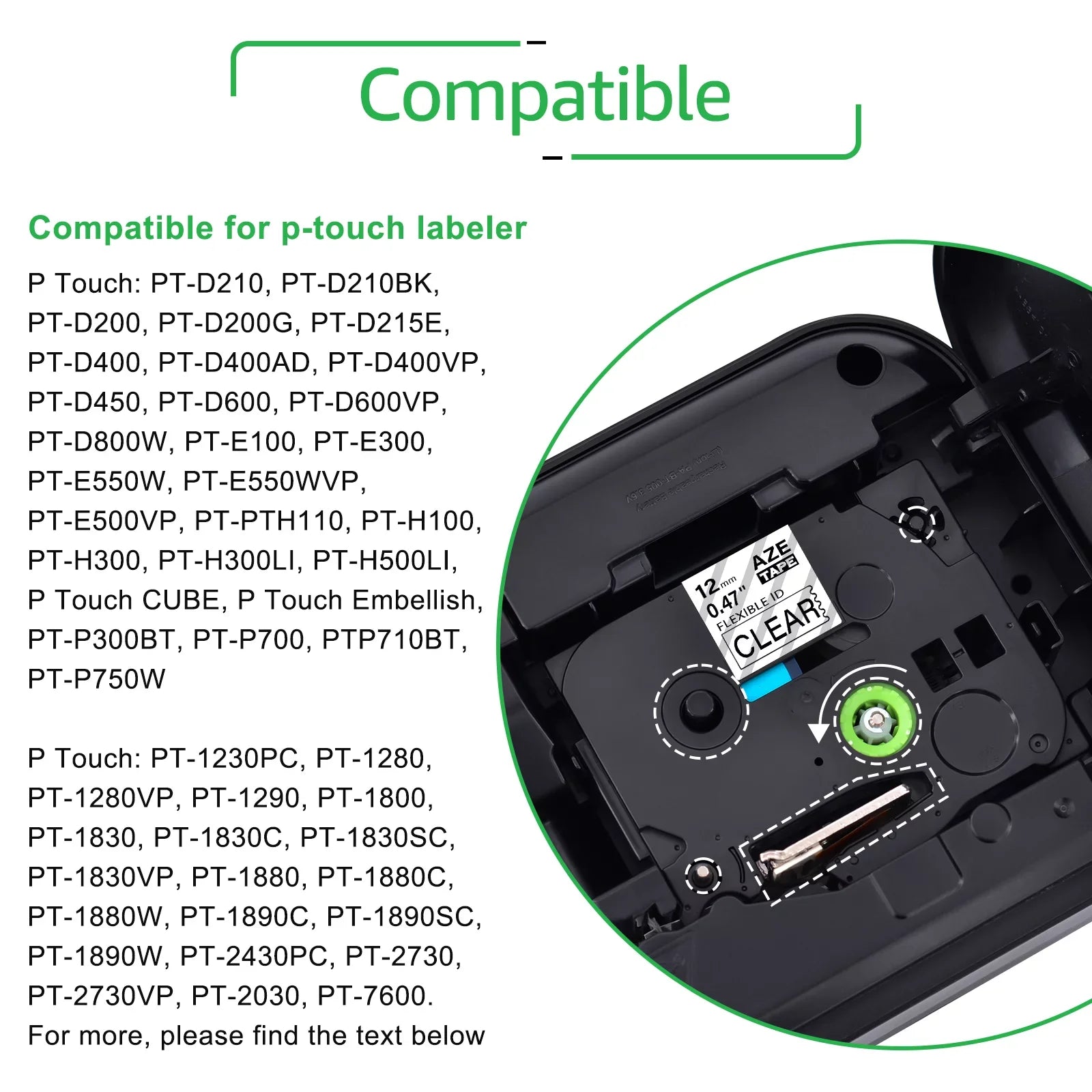 TZe-131 Compatible 12mm ID Label on 8m Black TZ-FX131 Cable for Wire Tape Clear TZ-131 P-touch TZe-FX131 x 4PK GREENCYCLE Brother TZe Flexible TZ