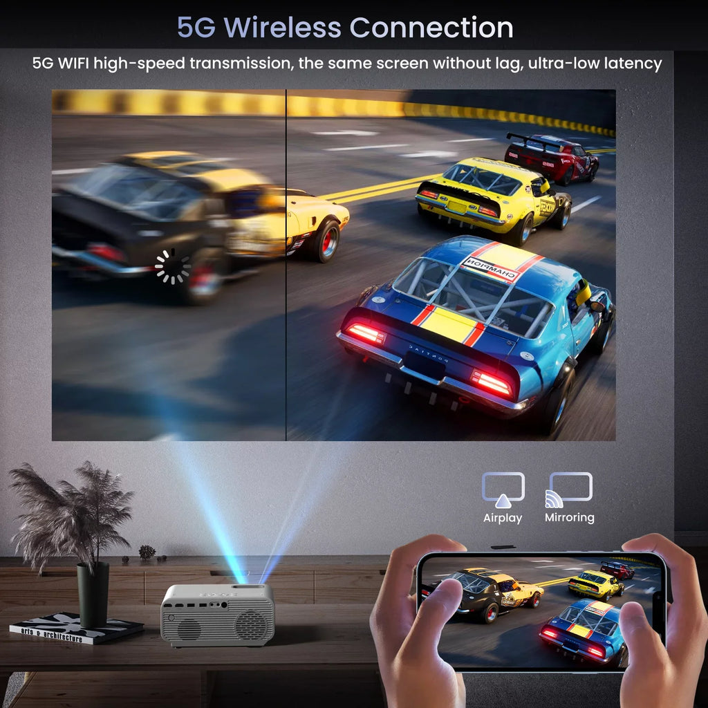 Projector AUOSHI Home , 1080P exterior , Projector For 4K Support 12000LM Projector Video Theater and with Wifi Projector Portable 5G/2.4G Mini Bluetooth, Movie