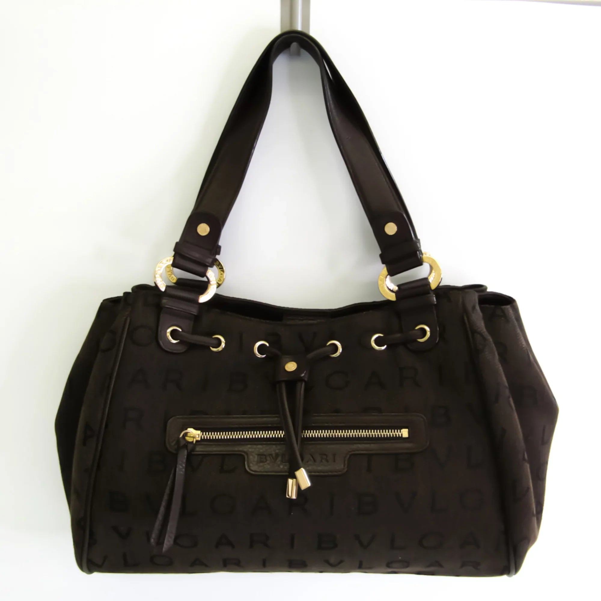 Women's Bvlgari Pre-Owned Logomania Bag Handbag,Tote Canvas (Good) Brown