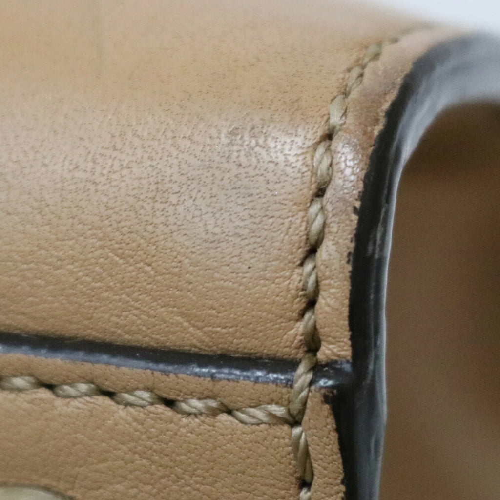 Shoulder Pre-Owned Heors Women's (Good) Leather FENDI Trois Bag Beige