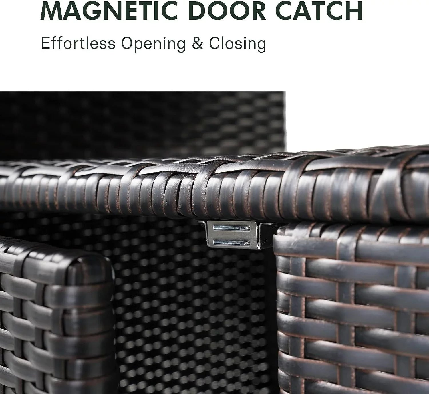 Cabinet exterior 2-Door AUCHI Wicker, Coated Powder Resin All Dark climate Steel, with Storage Indoor Wicker Shelf, Brown