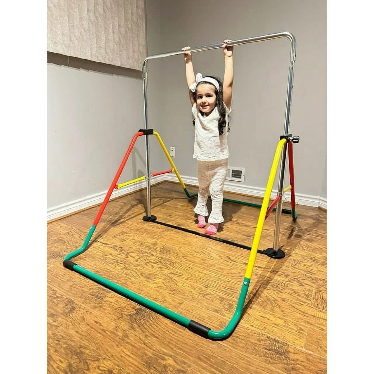 Bar Gymnastics Kids' Monkey (Red/Yellow) Horizontal for Playground Gymnasts - - Training Boys/Girls Bar Junior for Height-Adjustable Folding Kip - Equipment Bar Home Bar Expandable