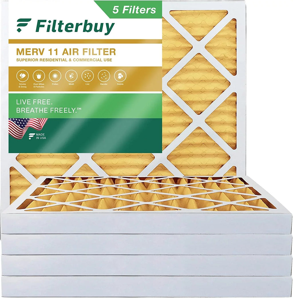 Air MERV Filterbuy Furnace Filters 11 HVAC Pleated 17x17x2 AC (5-Pack)
