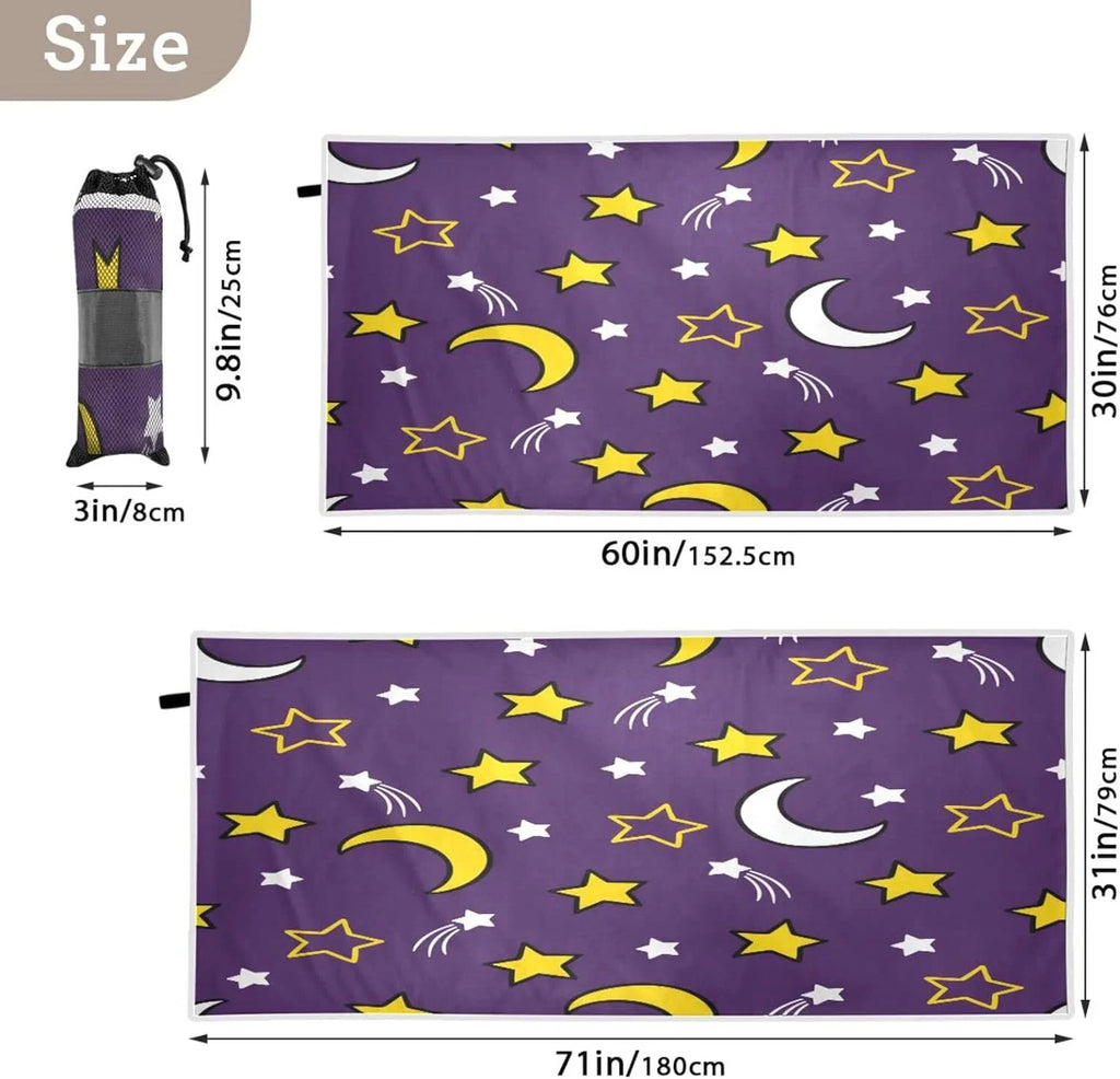 Travel Swimming for Beach Stars Towel Camping Holiday（419） Towels Dry - Super Absorbent - Oversized Moon Bestwell Towel Lightweight Quick and Compact