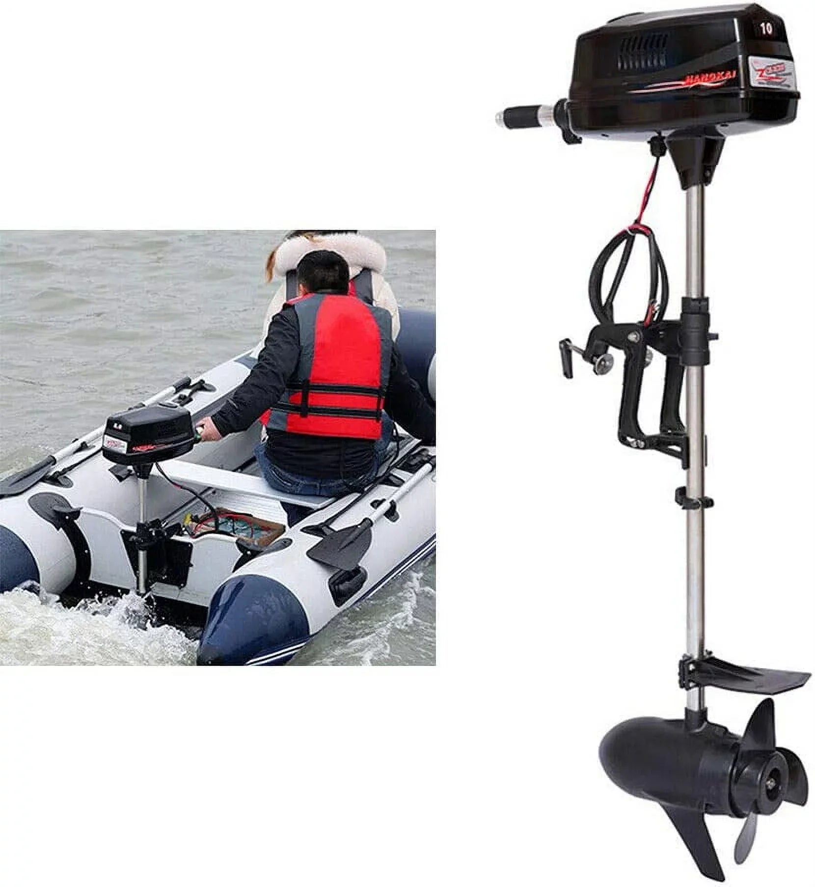 Heavy Fishing Boat 10HP Canoe Kayak Control Brushless Boat Trolling Engine Trolling Duty Engine Motor for Fishing Miumaeov 2200W Electric Outboard Motor Propeller Boat 60V Tiller Outboard