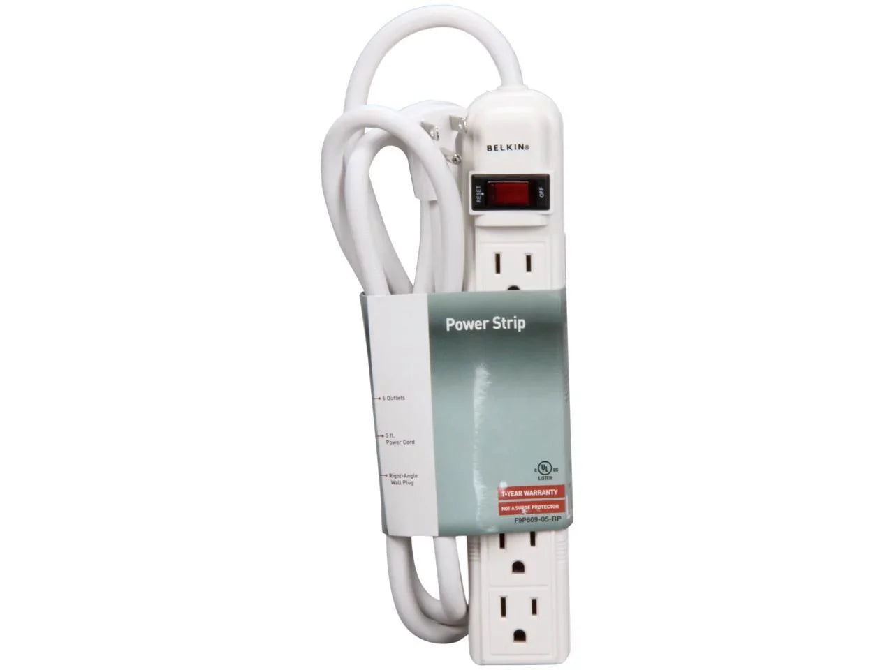 5 BELKIN ft. 6 F9P609-05R-DP Console Power Cord Length Outlets