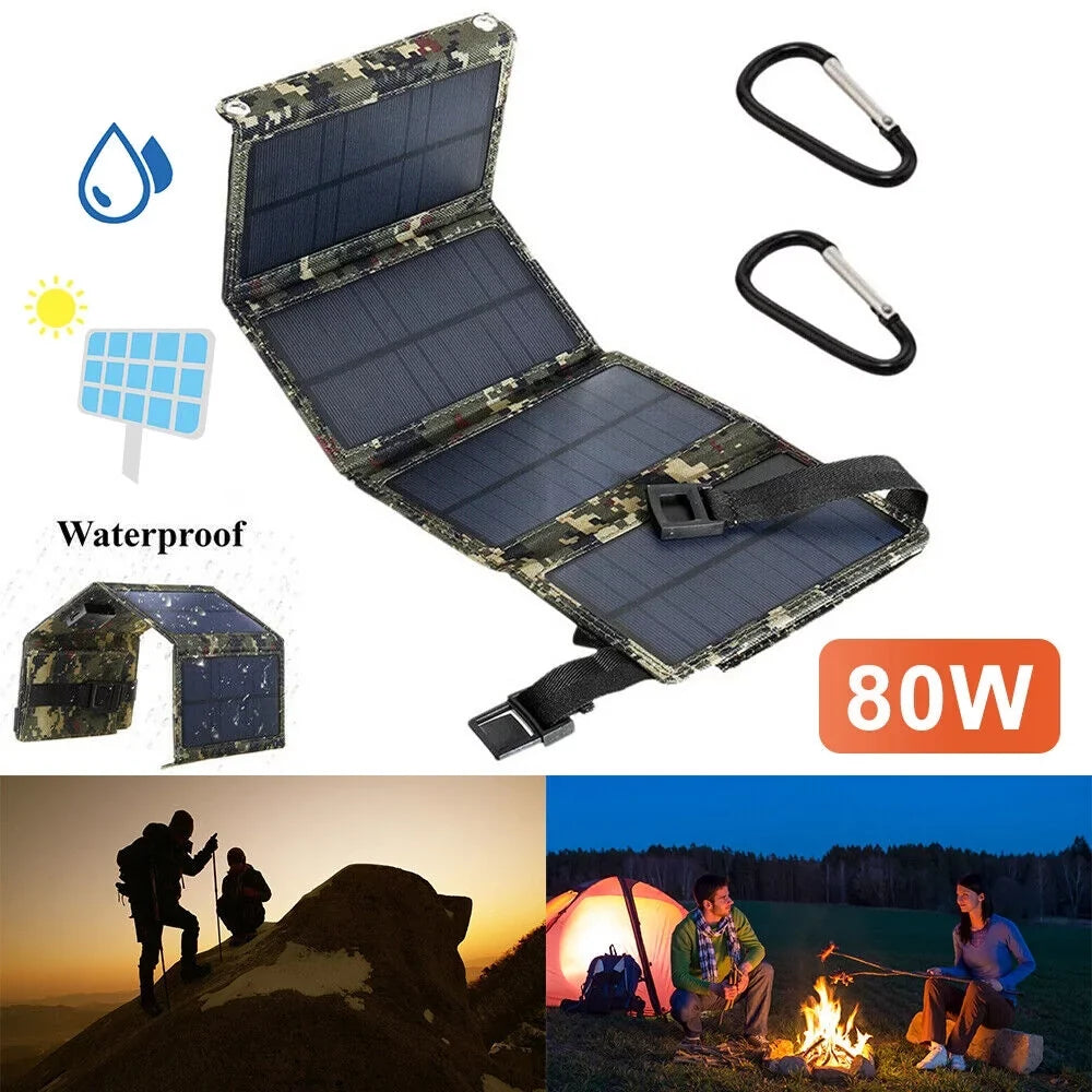 Hiking Battery Camping High Foldable 80W Panel Rechargeable Charger USB Solar exterior Phone Portable grade