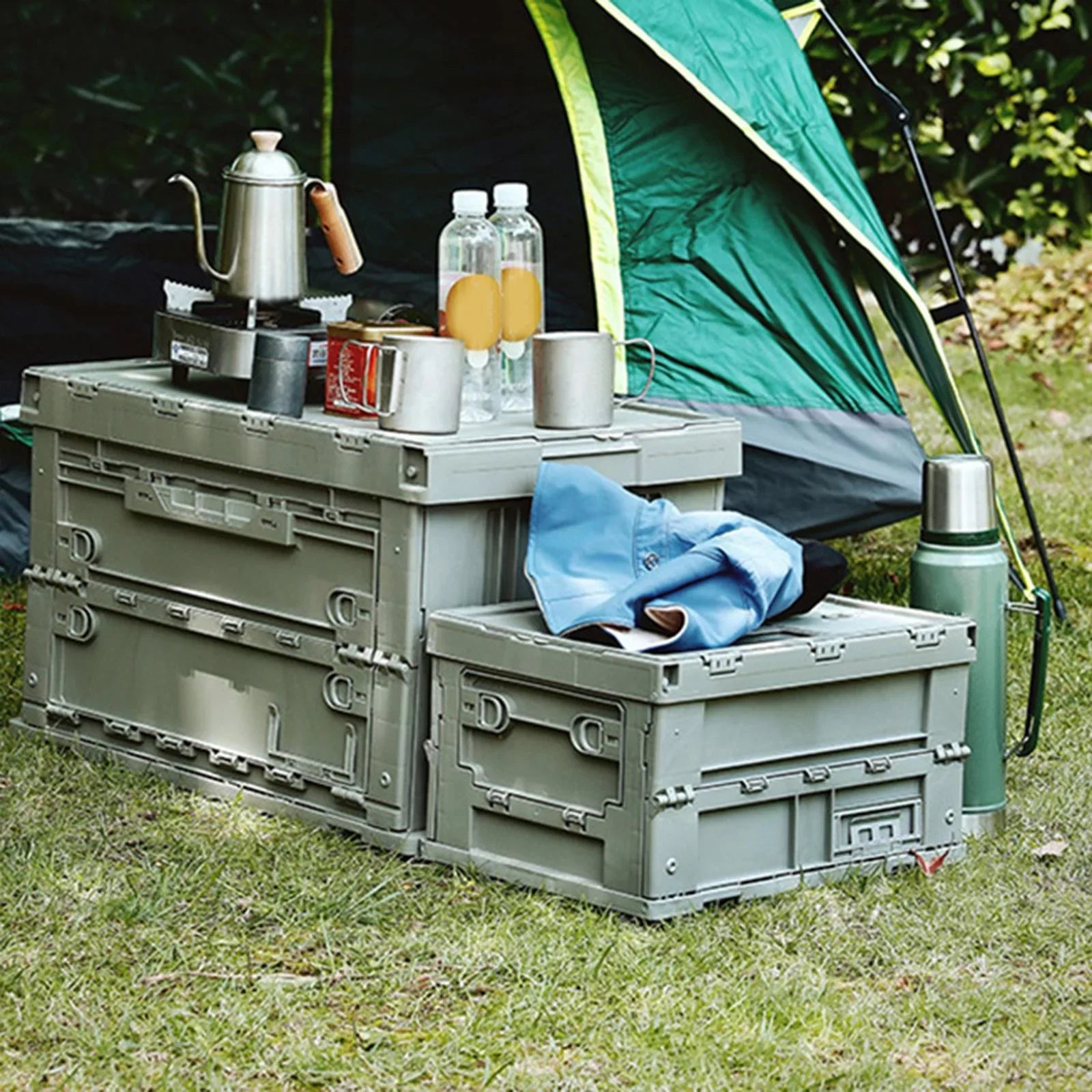 Storage Versatile Storage Containers Storage 41x29.5x22cm Box Trunk Gray Crate Collapsible Bins Organizers Green, Multifunctional