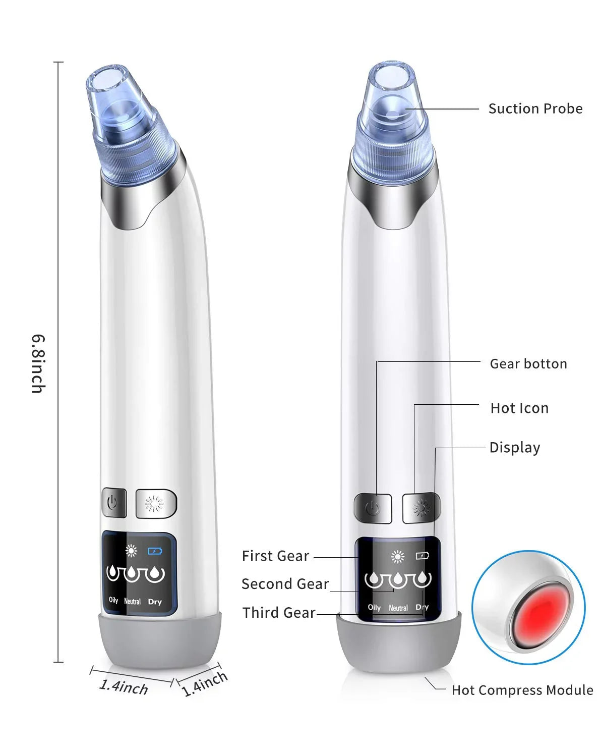 Vacuum Electric Remover Women Pore Sucker Nose Pore Blackhead Blackhead Remover Suction Vacuum Rechargeable Pore for Face Blackhead kit Men Facial Face Ansten USB Cleaner Pimple Cleaner