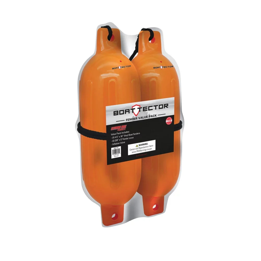 2-Pack - 16", Extreme BoatTector Max Neon 4.5" Value 3006.7581 Inflatable Fender x Orange