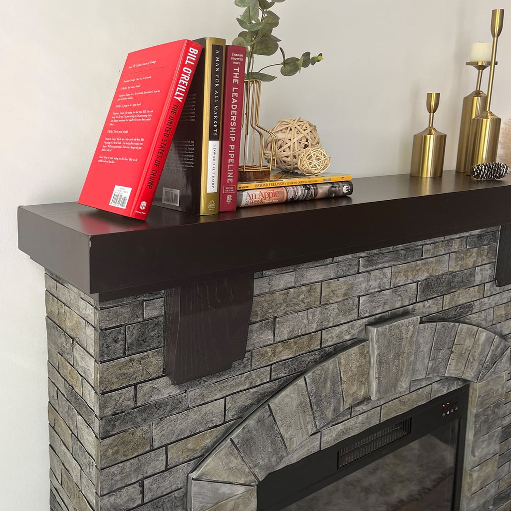 Infrared with Gray Freestanding, Mountain Stone 45" Mantel Cloud Fireplace Electric