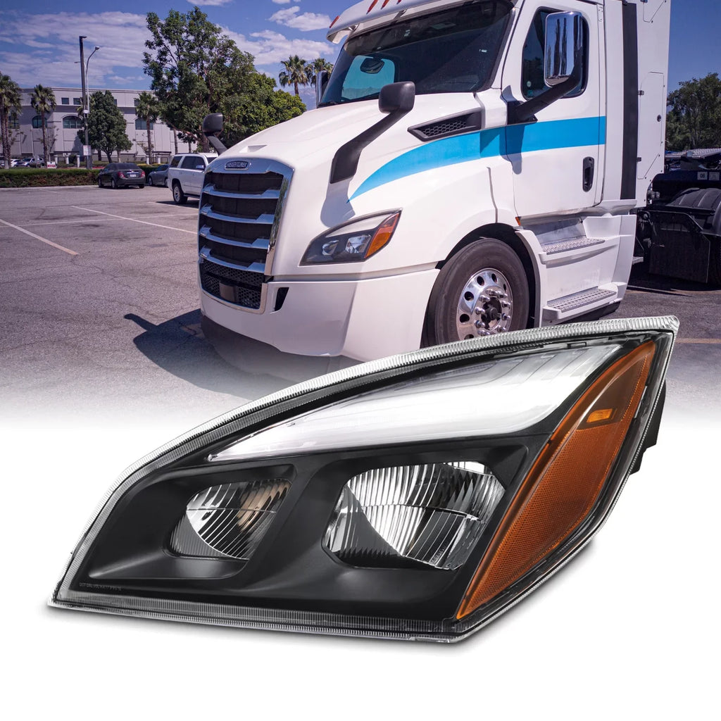 Black Driver OE Headlights - 116 Cascadia 2018-2023 113 Side 125 Housing Freightliner AKKON 126 Replacement Fits Full-LED -