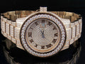 Rose Simulated Watch 45MM DJ-04 Gold Diamond Mens