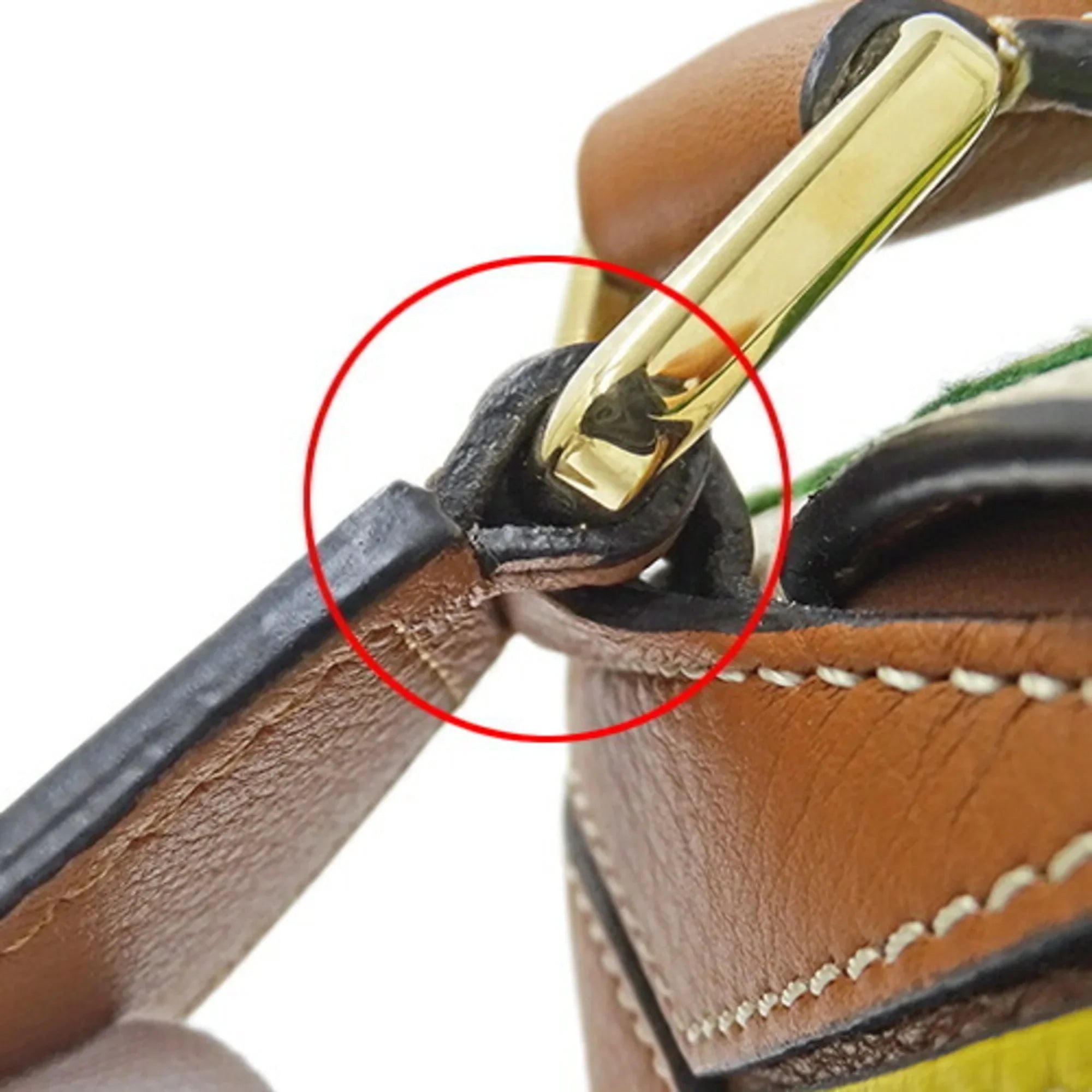 2way de Compact Women's LOEWE Shoulder (Good) Small Embroidery Mini Yellow Handbag William Collaboration Puzzle Brand Leather Brown Morgan Floral Bag Pre-Owned