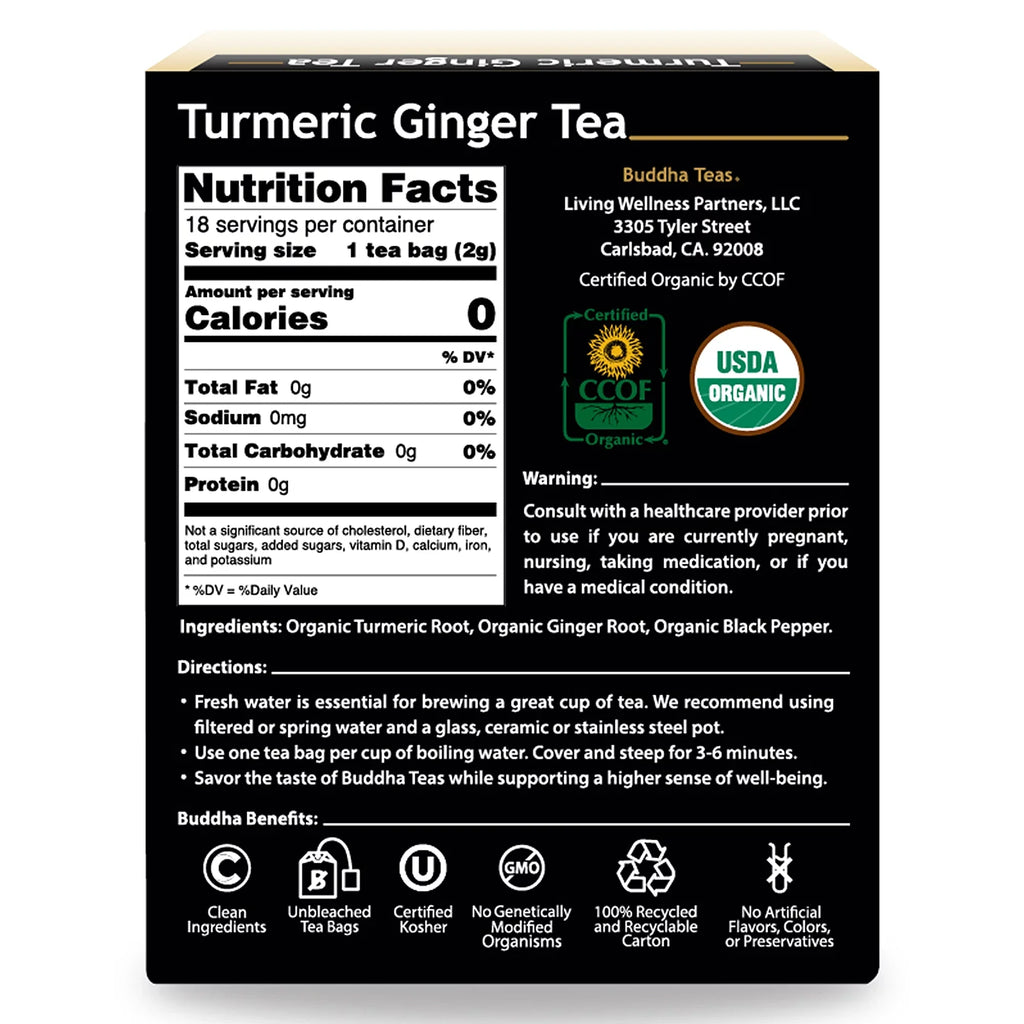 Detox Organic Antioxidant Boxes Herbal Tea 3 Teas Turmeric Bags Ginger Drink Buddha
