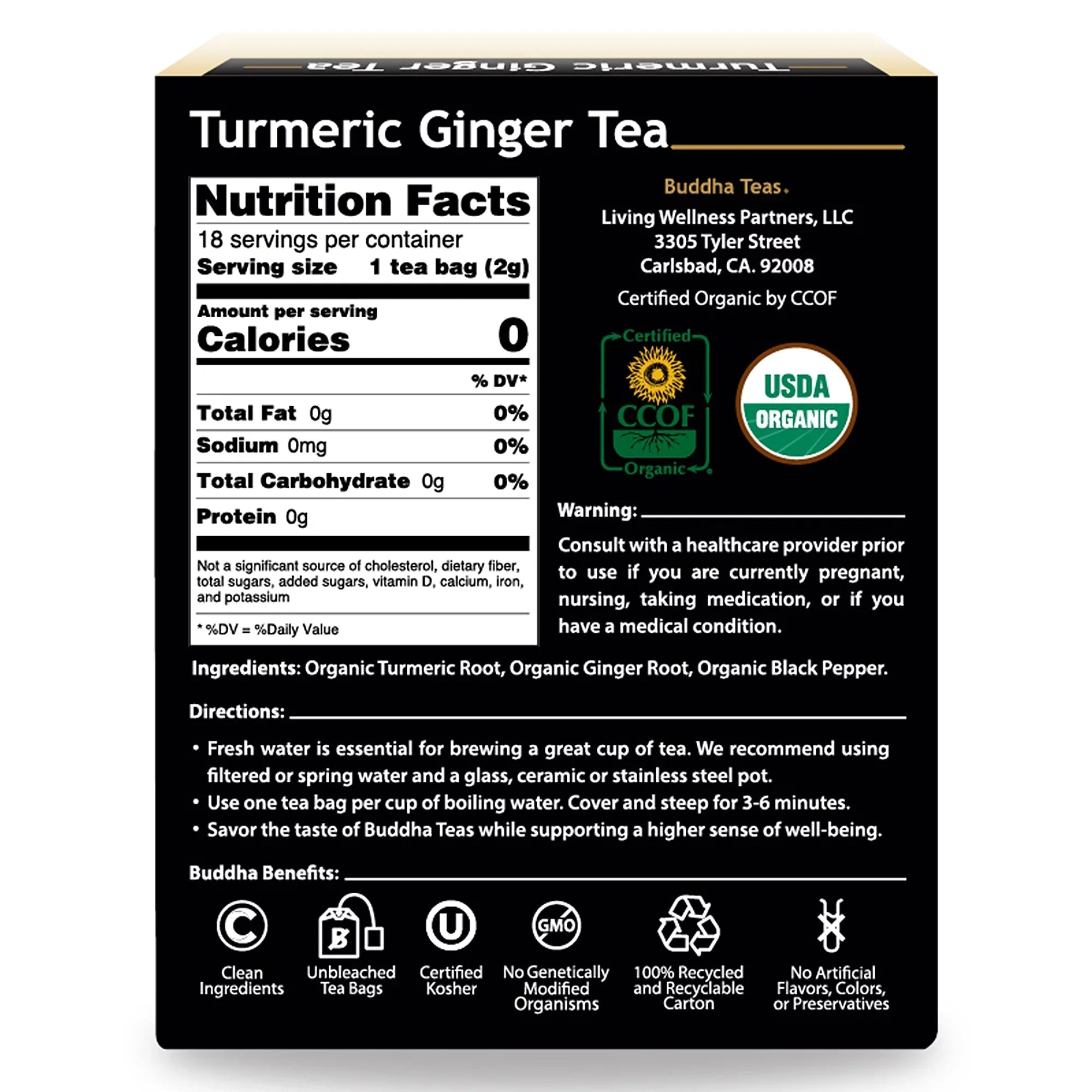 Detox Organic Antioxidant Boxes Herbal Tea 3 Teas Turmeric Bags Ginger Drink Buddha