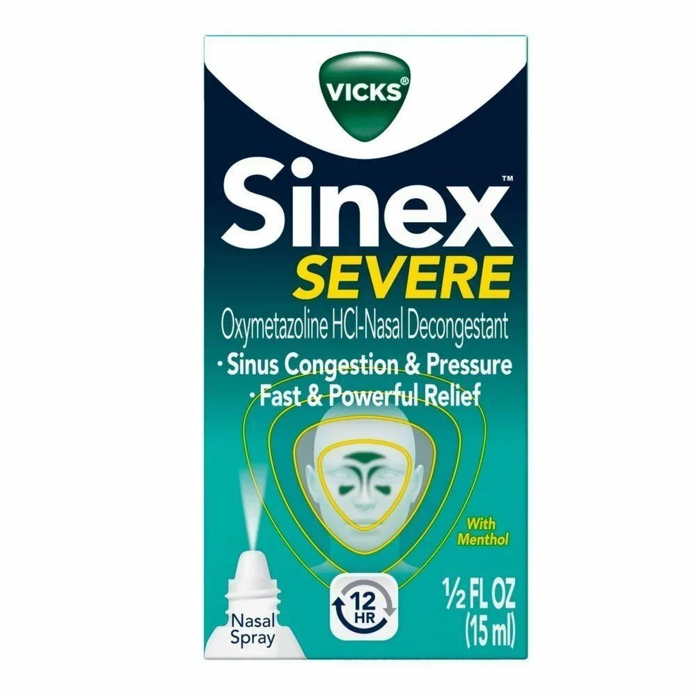 With Menthol Oz, 0.50 4-Pack Severe Sinex Nasal Vicks Spray