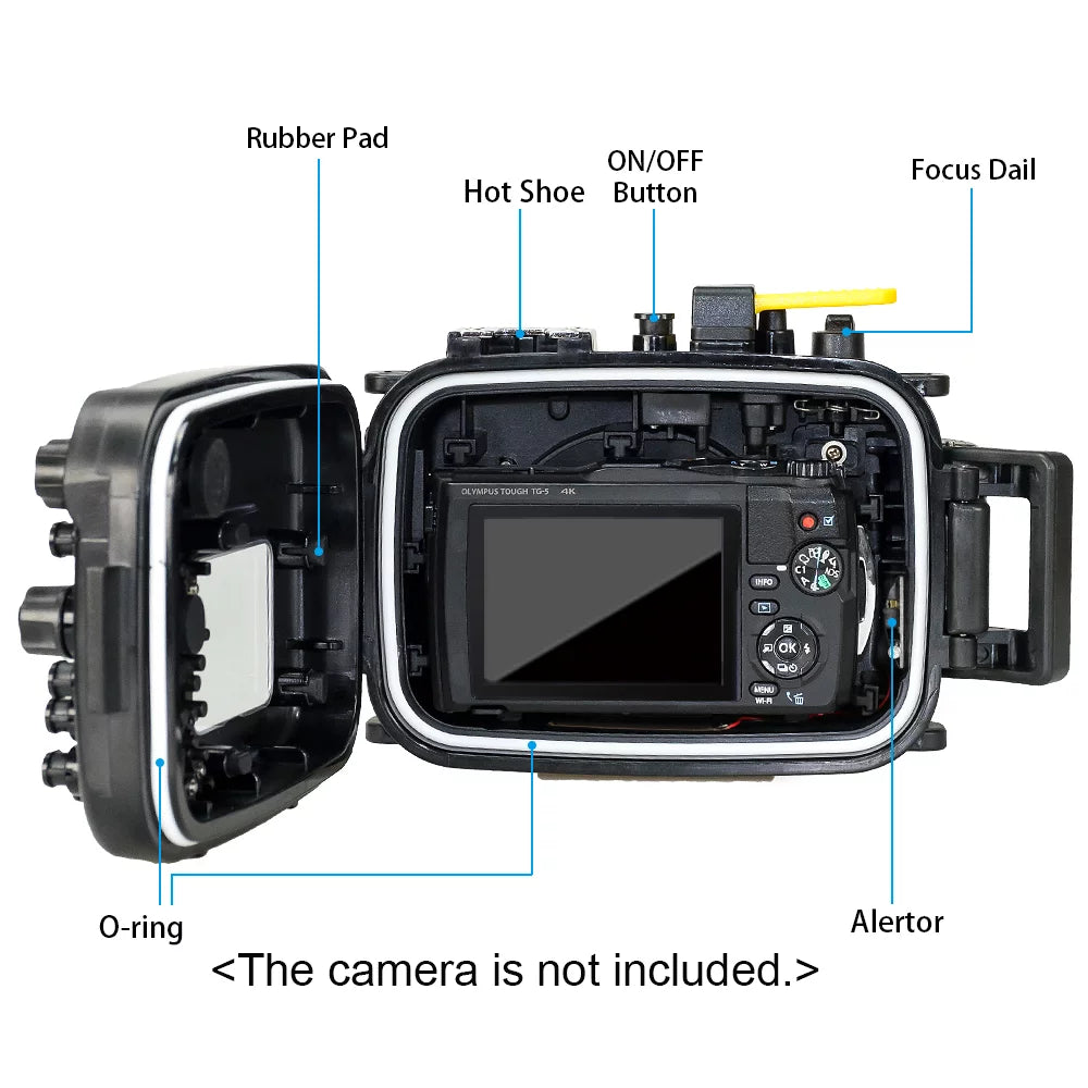 Protective Housing, TG-5, Diving 60m/195ft Underwater Sea Waterproof Camera Case Shell Olympus frogs for