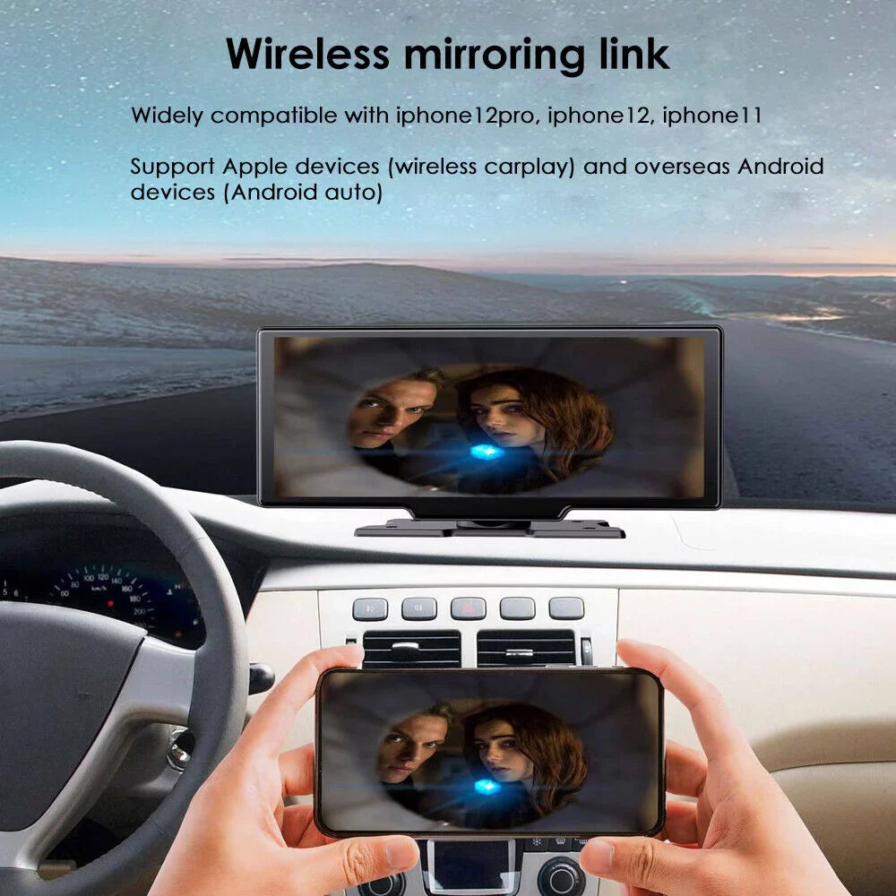 WiFi Screen, Connectivity, - 2K Wireless 1080P Recording, Enhanced Lens with Dual Android KingFurt Dash T91 Auto, Camera Touch