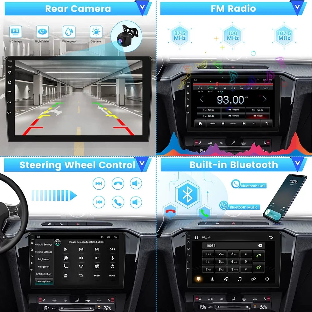 WIFI Camera Touchscreen Tribu Hifi, 13 Android 9'' Mirror Stereo Radio Wireless Podofo Car AHD 2+64G Android Escape/ for Carplay Auto GPS Backup FM Bluetooth 2007-2012 Link Kuga/Mazda
