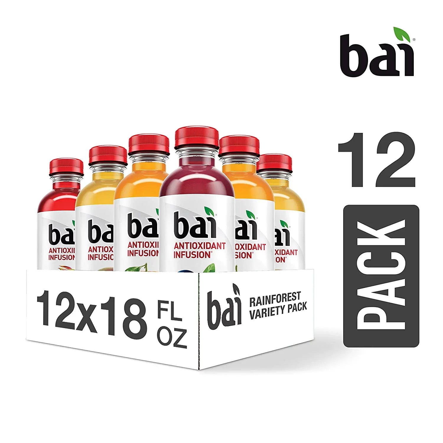 Sumatra Antioxidant Rica 12 Count, Blueberry, Ounce Flavored Bottles, liquid, Pack, Costa Dragonfruit Brasilia Malawi Drinks, Mango, 18 of 3 Fluid Bai Infused Clementine, Variety Each Rainforest